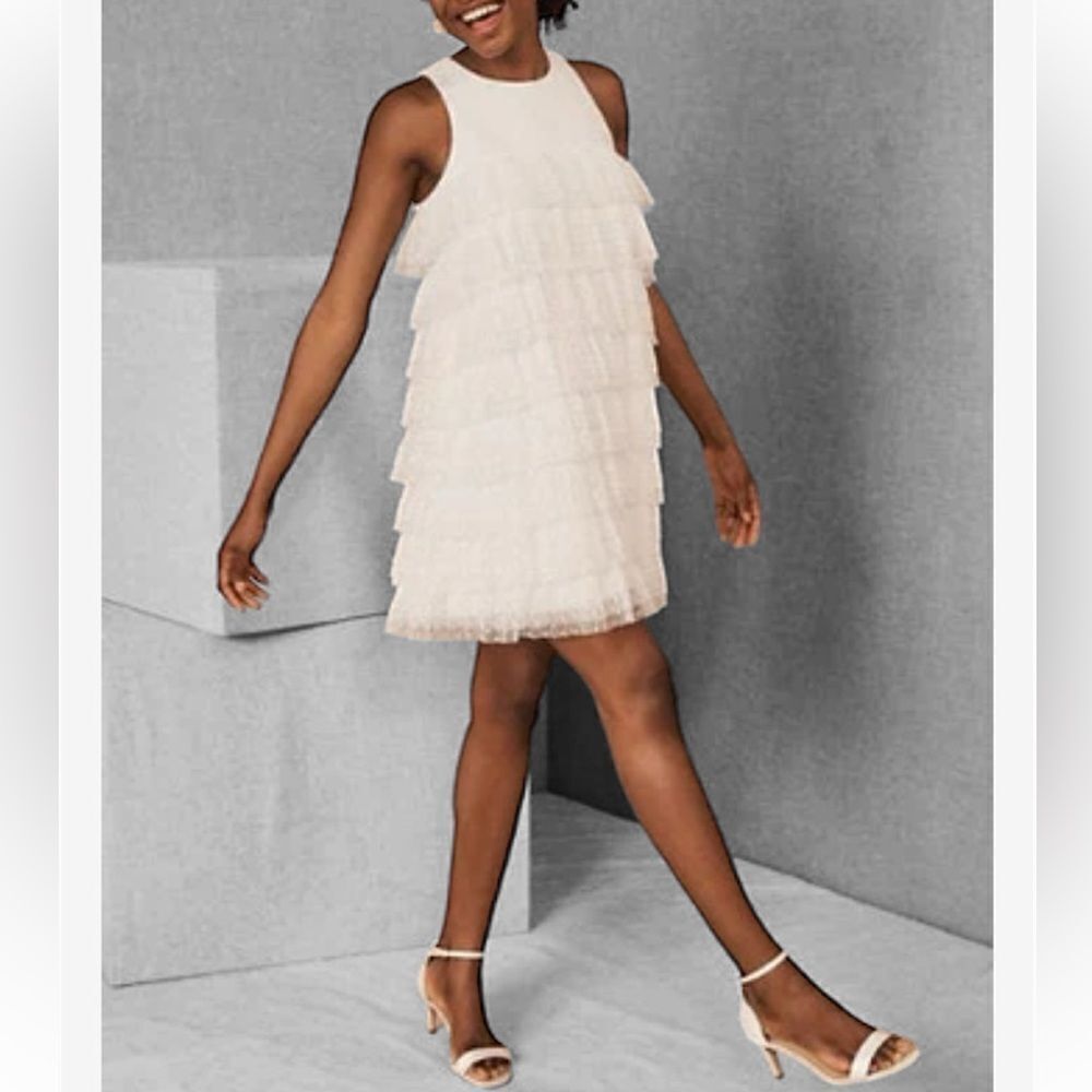 Sachin & Babi White Lace Mini Ruffle Dress(Size 10)